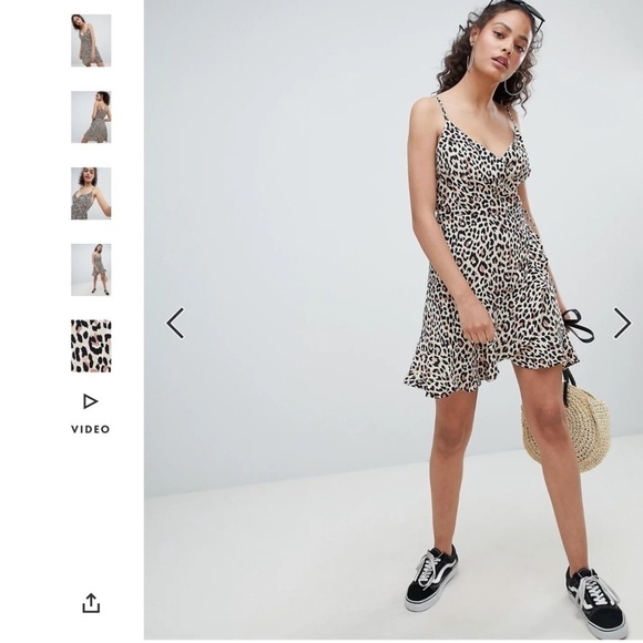 NWOT Bershka Printed Flowy Mini Dress Wrap Leopard Ruffle Size S - Picture 4 of 16